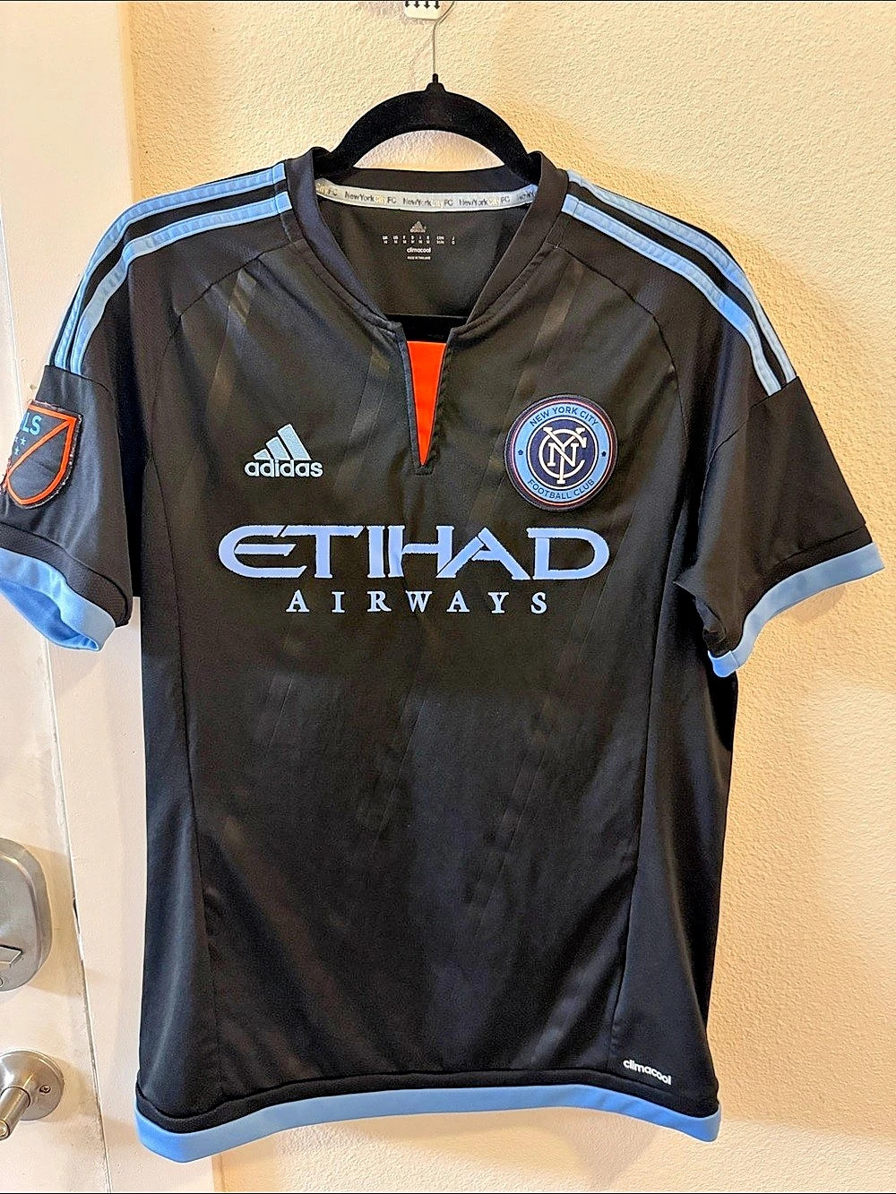2015 Adidas NYCFC Inaugural Away Jersey Men’s M Black Etihad MLS